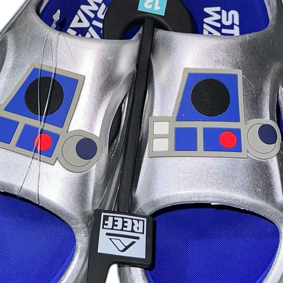 NEW Star Wars Groundup Mens Silver R2-D2 Slides Shoes